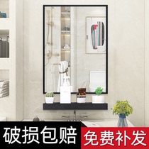 Bathroom mirror with rack-free toilet wall Wall self-adhesive washroom toilet makeup wall hanging