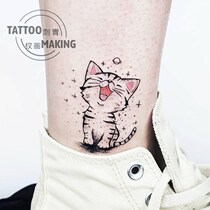 (1 piece 4 pieces 1 piece 2 pieces)Tattoo stickers starry sky little cat ankle wrist Waterproof long-lasting female cute cartoon
