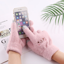 Gloves Winter Women Warm Cute Ins Plus Suede Thickening 2021 New Riding Knit Drive Touch-screen Student Women