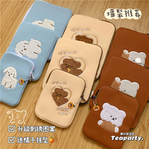 Korean ins Wind cartoon bear cute iPad protective case hand holding inner bag Laptop Tablet bag cute
