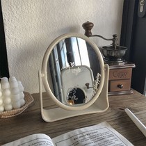 Net red desktop makeup mirror Girl heart ins wind student dormitory double-sided dressing mirror Desktop can stand large mirror