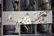 Meiqi Painting Academy 4-foot split 14*0 35 meters meticulous flower and bird pure hand-painted gallery mounting shop entries