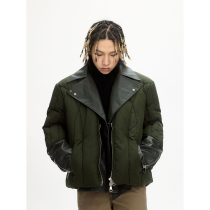 peoplestyle winter PU leather stitching thickened warm cotton clothes fake two-piece design niche mens and womens jacket tide