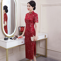 Mother dress Cheongsam 2021 new wedding dress noble temperament improvement Chinese wedding Xi mother-in-law dress summer