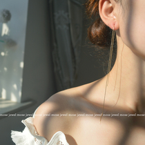 mose very fine beauty * long simple cartilage tassel EAR thread * 14K gold earrings do not fade hypoallergenic
