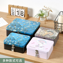 Retro-horse iron box with lock-in box keykeyboard cosmetics storage household jewelry box