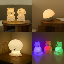 Daily like Korean silicone dog patting lamp USB cute than Bear night light up soft light nightlight bedside lamp