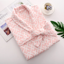 Japanese cotton towel bathrobe womens cotton yarn long cotton absorbent quick-drying male adult autumn and winter thickened couples
