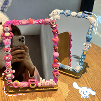 Creative Cream Glue Mirror Diy Handmade Material Bag Folding Table Makeup Mirror Home Dorm Room Student Send Gifts