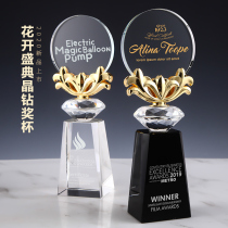 Metal trophy custom creative lettering team sales champion crystal trophy custom company annual meeting award gifts