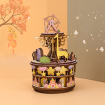 Puzzle building blocks Music box Carousel Birthday Tanabata gift to send girlfriend couple best friend special practical