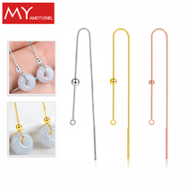 S925 pure silver earline with green buckle cleaning ear-hole box word chain long section silver ear decoration Manau ear decorated earrings