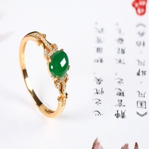 Myanmar natural A cargo ice jade green pendant necklace pendant egg surface ring bracelet 18K gold custom inlay