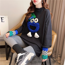Pregnant womens spring and autumn coat Korean version of the net Red fashion stitching loose long sleeve T-shirt womens autumn and winter bottoming coat