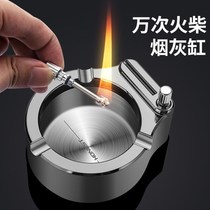 Stainless steel ashtray ten thousand times matches multifunctional kerosene lighter fashion office ornaments tide