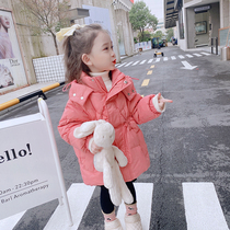 Girl coat foreign fashion fashion autumn and winter 2021 new small childrens cotton clothes female baby plus velvet hooded small fragrant cotton clothes