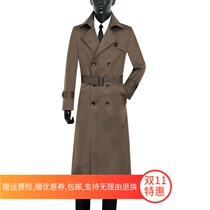 New male spring and autumn double-breasted knee long young and middle-aged coat British slim long coat trench coat trench coat 8610
