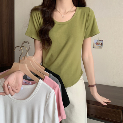 taobao agent Colored summer short sleeve T-shirt, top, plus size, suitable for teen, fitted, western style