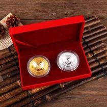  More than a year gold bowl silver bowl double set commemorative medal commemorative silver bar souvenir