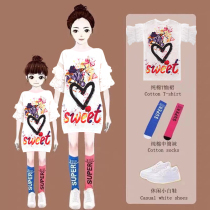 Pro-daughter dress Mothers dress in dress Summer 2022 new tennis red t-shirt Skirt Foreign Air Trendy Princess Dress Summer Dress