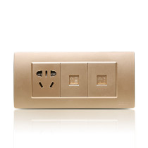 CHINT Electric 118 type NEW5D gold champagne three-position one-plug telephone computer switch socket panel