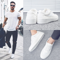 Hong Kong trendy brand leather white shoes mens 2021 summer new Korean version of all-match casual breathable flat shoes mens shoes