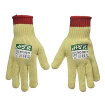 Haitai HTR0071 yellow thread anti-cutting single-sided point plastic gloves 5 grade cut resistant PVC coating knitted non-slip