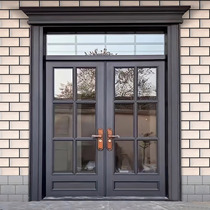 Customized rural villa entrance door double door four open zinc alloy simulation copper door security door household glass door