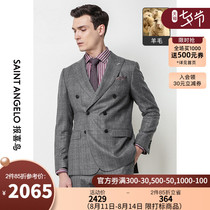 Saint Angelo autumn new mens business casual suit suit double-breasted pure wool slim fashion suit