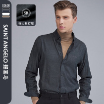 Happy bird 2021 Autumn New Men business casual fluff long sleeve shirt buckle collar easy to take care of shirt men