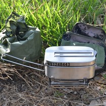 05 individual lunch box tableware cookware kit outdoor portable camping lunch box full thick 304 stainless steel steamed lunch box