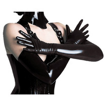 SM fun patent leather gloves Punk patent leather gloves Long tight men and women DS tight dance performance Nightclub prom queen