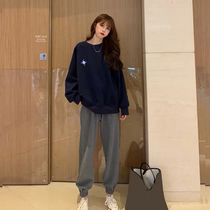 Japanese sweater set women 2021 Spring and Autumn new leisure fashion loose brand sportswear two-piece Winter