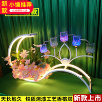 Wedding props 2021 new wedding champagne tower iron ceremony table wishing holder candlelight table European Luminous Cup