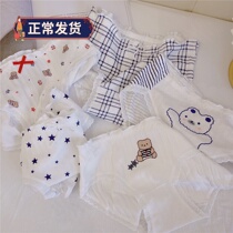 5 Dress Pure Cotton Small Bear Cartoon Printed Plaid Striped Low Waist Triangle Briefs Students Cute Sweet And Antibacterial Summer