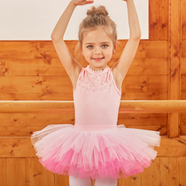 Summer childrens cotton dance suit Girls  short-sleeved practice suit One-piece examination suit Tutu performance suit 1963