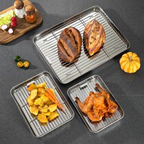 Rectangular oven baking tray with drain rack Kitchen frying oil filter tray Drain tray Baking cooling grid drying net