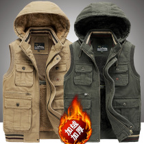 Winter plus velvet padded cotton horse clip mens fat plus size coat tooling loose shoulder vest jacket