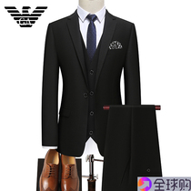 New Armani male business spring and autumn suit set business dress slim wedding ceremony groom dress three sets