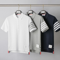 Trend handsome POLO shirt TB THOM short-sleeved lapel T-shirt men and women lovers summer business casual Paul shirt