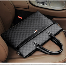Hong Kong Duty Free Mens Briefcase Leather Business Hand bag Luxury Chess Chess-print Commuter One-Shoulder shoulder bag