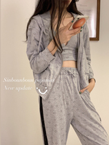 chic Hanfeng ~ comfortable lazy smile face cotton home clothing trousers cardigan can be worn in three-piece suit