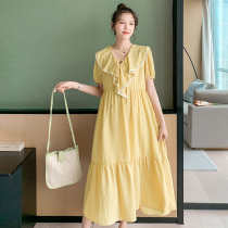 Pregnant womens foreign trade discount store mall counter withdrawal cabinet cut mark Womens tail cargo clearance spot chiffon dress tide