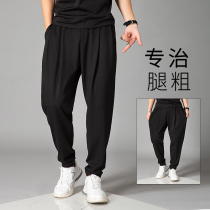Sports Haren pants mens autumn and winter hanging feeling nine-point thick loose Korean trend Joker straight stretch casual pants