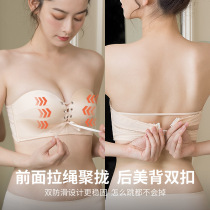 Strapless underwear womens non-slip sexy gathered strapless word collar bandeau air cushion drawstring double buckle invisible bra summer