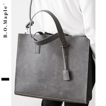 BOMaple Men Tote Bag Casual Hand bag Crazy Horse Leather Briefcase Handled Computer Bag Shoulder shoulder bag