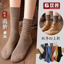Yuezi socks spring and autumn postpartum socks female tube socks Korean version of Japanese autumn long tube thick cotton high tube pile