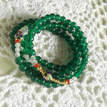 Hui Islamic worship 99 Rosary beads Tesbiha 6MM green Agate ladies bracelet Rosary beads