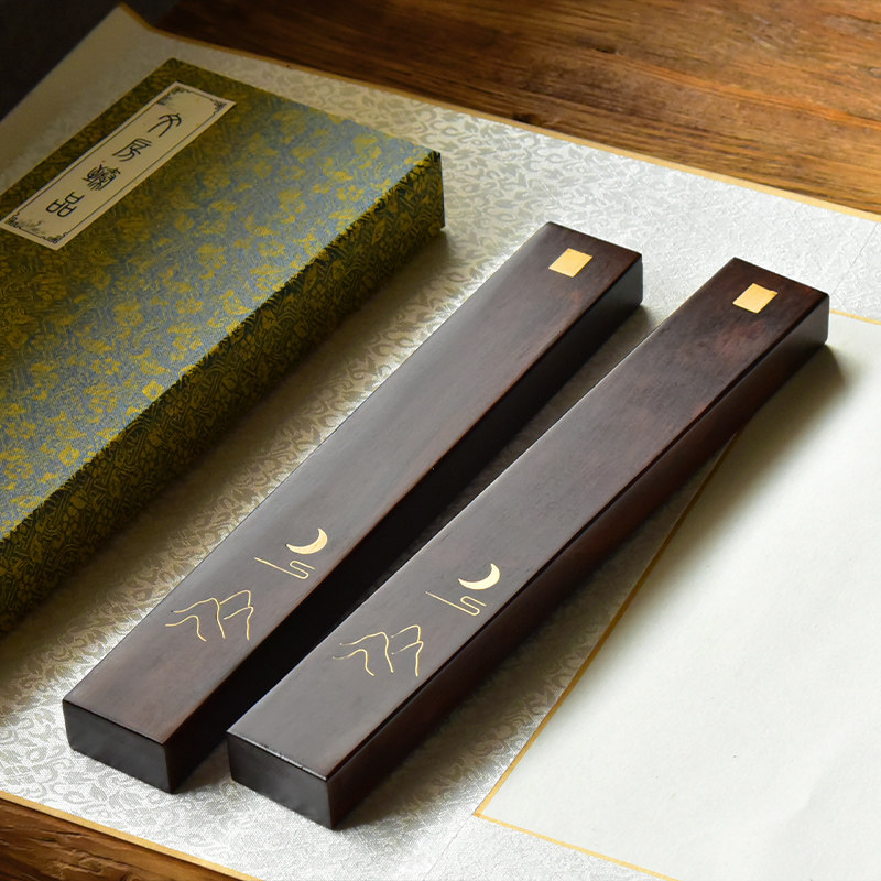 三世 秦 蔵六 造 塗金銅 霊芝 書鎮 共箱 】金工 銅器 鎮紙 文鎮 書法