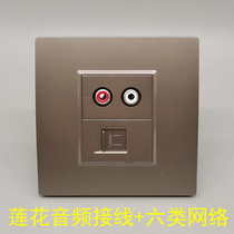 Dark gray 86 network plus Lotus audio solderless socket network cable double hole AV audio solderless computer panel